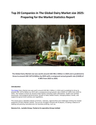 Top 20 Companies in The Global Dairy Market size 2025 pdf (1)