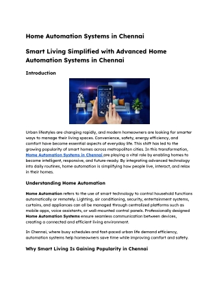 Home Automation Systems in Chennai