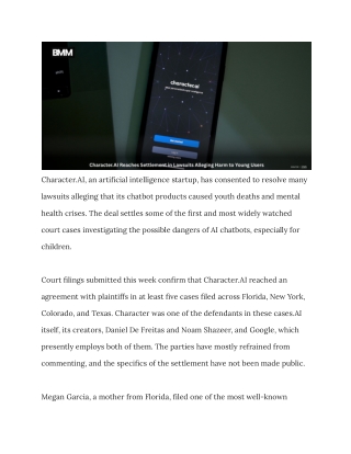 Character.AI Reaches Settlement in Lawsuits Alleging Harm to Young Users