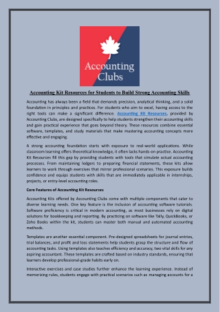 Accounting Kit Resources for Students to Build Strong Accounting Skills