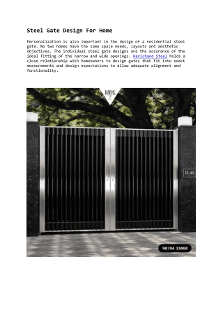 Steel Gate Design For Home