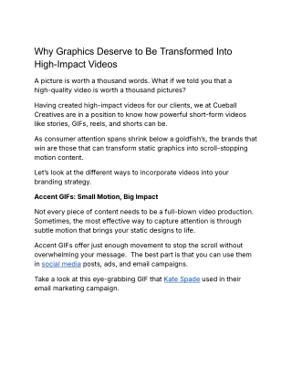 Why Graphics Should Be Turned Into High-Impact Videos