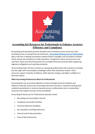 Accounting Kit Resources for Professionals to Enhance Accuracy Efficiency and Co