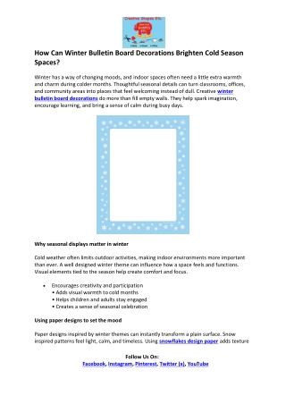 Creative Shapes ETC- Winter Bulletin Board Decorations