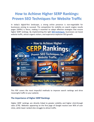 How to Achieve Higher SERP Rankings: Proven SEO Techniques for Website Traffic