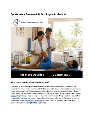 Sports Injury Treatment At Best Physio in Madurai