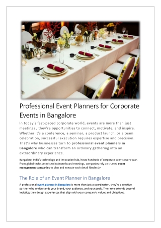 Professional Event Planners for Corporate Events in Bangalore