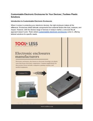 Customizable Electronic Enclosures for Your Devices _ Toolless Plastic Solutions