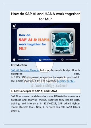 Best SAP AI Training Chennai Visualpath online training