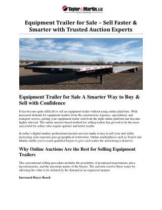 equipment trailer for sale