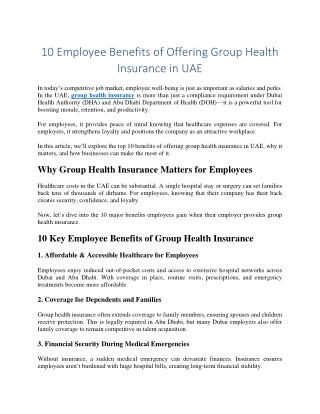 10 Employee Benefits of Offering Group Health Insurance in UAE