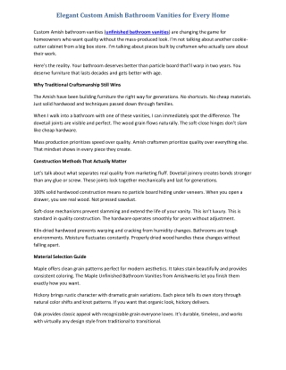 Elegant Custom Amish Bathroom Vanities for Every Home