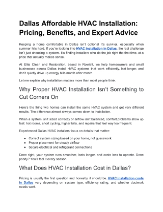 Homeowner’s Guide to HVAC Installation Pricing & Benefits | Elite Clean & Restor