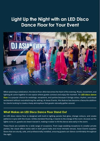 Light Up the Night with an LED Disco Dance Floor for Your Event