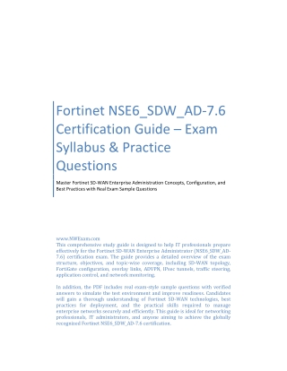 Fortinet NSE6_SDW_AD-7.6 Certification Guide: Exam Syllabus & Practice Questions