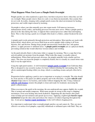 What Happens When You Leave a Pimple Patch Overnight