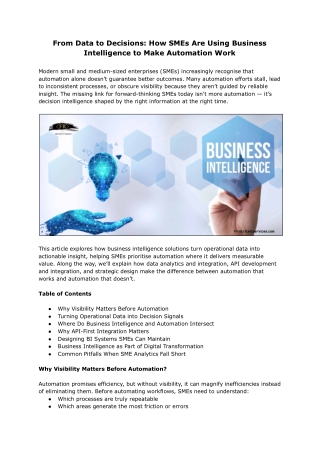 How SMEs Use BI for Smarter Automation and Decision-Making