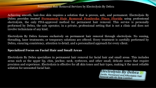 Permanent Hair Removal Services by Electrolysis By Debra