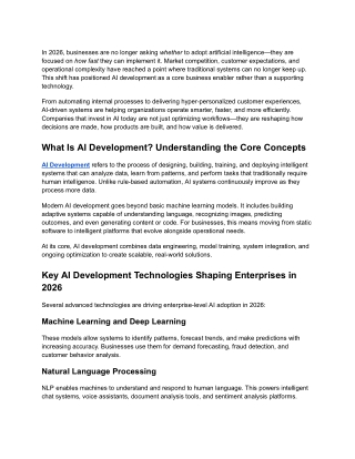 How AI Development Is Transforming Modern Businesses in 2026