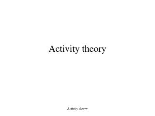 complexity theory and activity theory