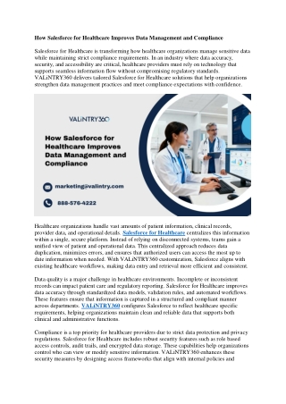 How Salesforce for Healthcare Improves Data Management and Compliance