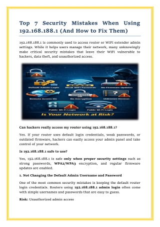 Top 7 Security Mistakes When Using 192.168.188.1 (And How to Fix Them)