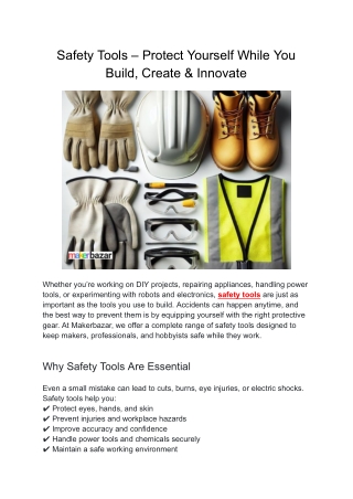 Safety Tools – Protect Yourself While You Build, Create & Innovate