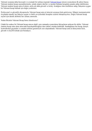 Valorant Hesap ve Güvenli Satın Alma Rehberiniz