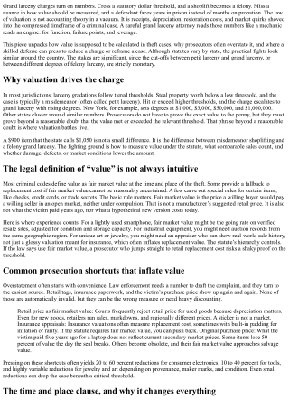 Grand Larceny Attorney: Valuation Challenges That Can Reduce Charges