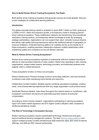 How to Build Partner-Driven Training Ecosystems That Scale