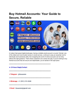 Buy Hotmail Accounts_ Your Guide to Secure, Reliable
