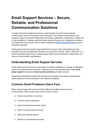 Email Support Services | Secure & Reliable IT Support Solutions