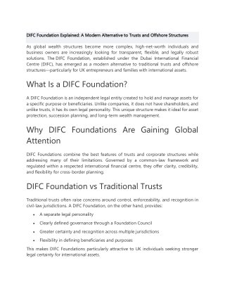 DIFC Foundation Explained A Modern Alternative to Trusts and Offshore Structures