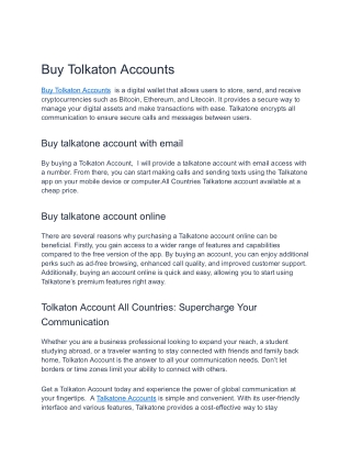 Where can I Buy Tolkaton Accounts?