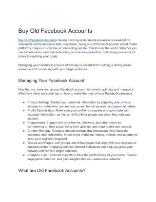 Where can I Buy Old Facebook Accounts?