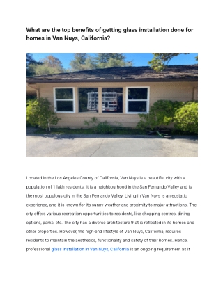 What are the top benefits of getting glass installation done for homes in Van Nuys, California