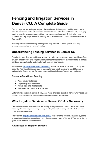 Fencing and Irrigation Services in Denver CO_ A Complete Guide