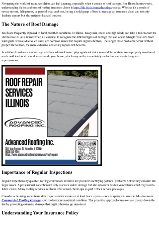 Understanding Insurance Claims for Roof Damage: A Guide for Illinois Homeowners.