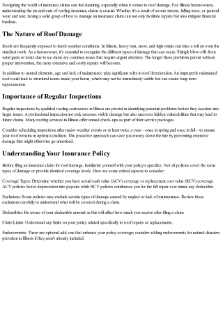Understanding Insurance Claims for Roof Damage: A Guide for Illinois Homeowners.