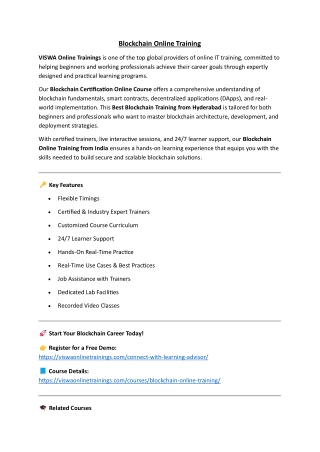 Blockchain Online Training Real-time support from India