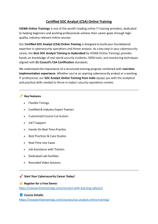 Certified SOC Analyst Online Training from Hyderabad