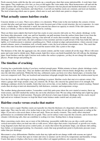 Understanding Shrinkage: Hairline Cracks in New Concrete Slabs