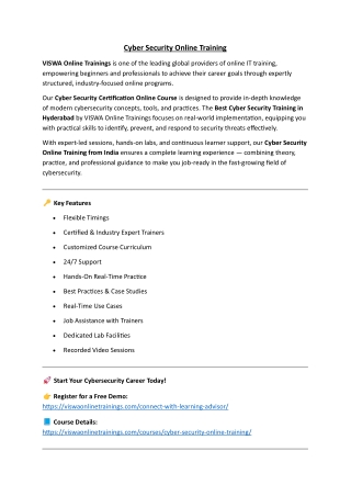 Cyber Security Online Training by Real-time Trainer in India