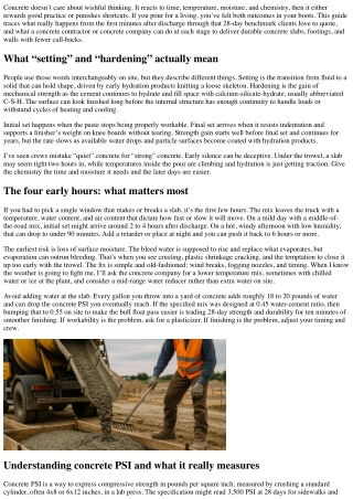 From Initial Set to 28-Day Strength: A Concrete Contractor’s Guide