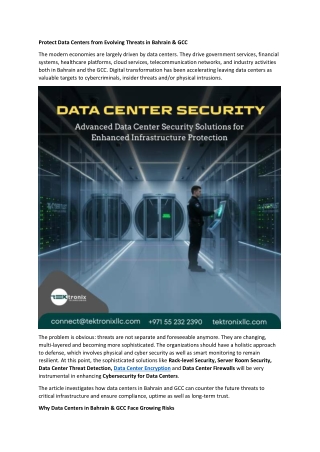 Protect Data Centers from Evolving Threats in Bahrain & GCC