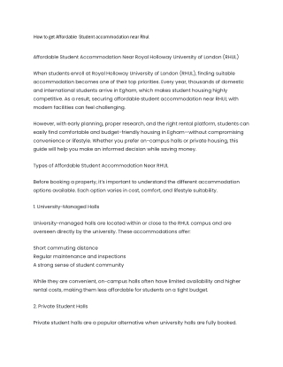 Student Accommodation near RHUL, Egham