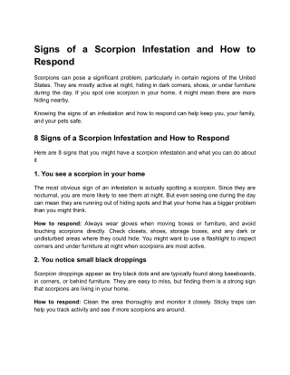 Signs of a Scorpion Infestation and How to Respond