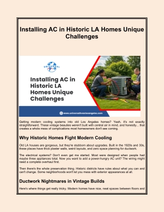 Installing AC in Historic LA Homes Unique Challenges