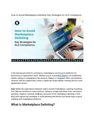 How to Avoid Marketplace Delisting Key Strategies for SLA Compliance
