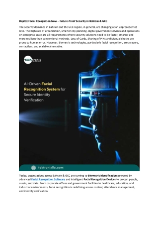 Deploy Facial Recognition Now – Future-Proof Security in Bahrain & GCC